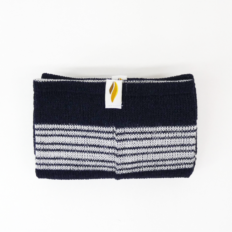 Navy and white leg warmers