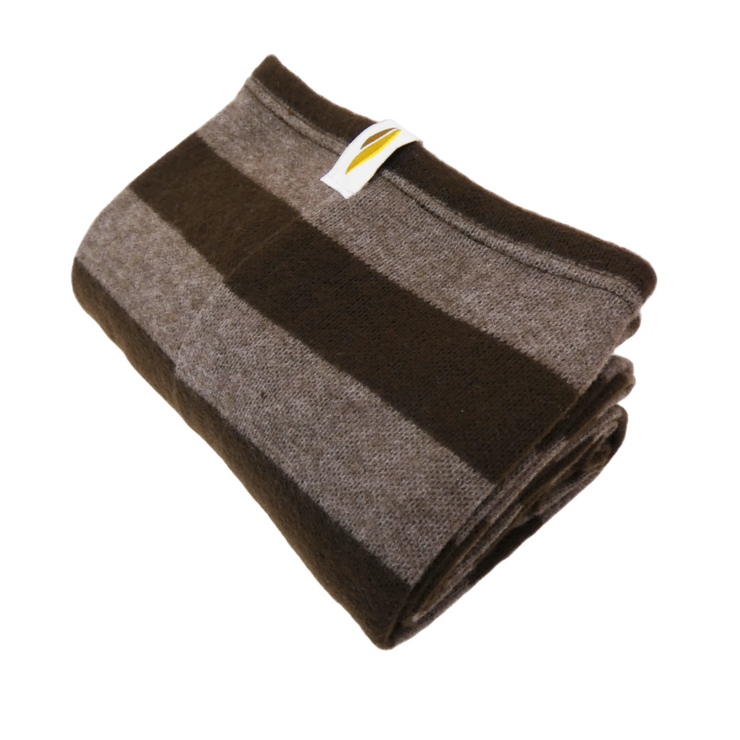 Folded striped leg warmer on a white background