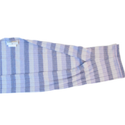 Purple and grey striped fabric on a white background