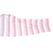 Pink and white striped fabric on a white background